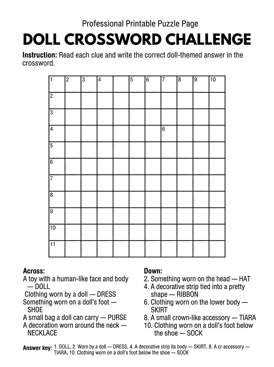 Example crossword puzzle page created with AI prompts from Module 3